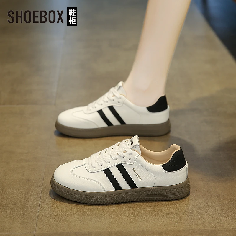 达芙妮集团旗下经典复古小白鞋2025秋季新款厚底休闲百搭德训鞋女