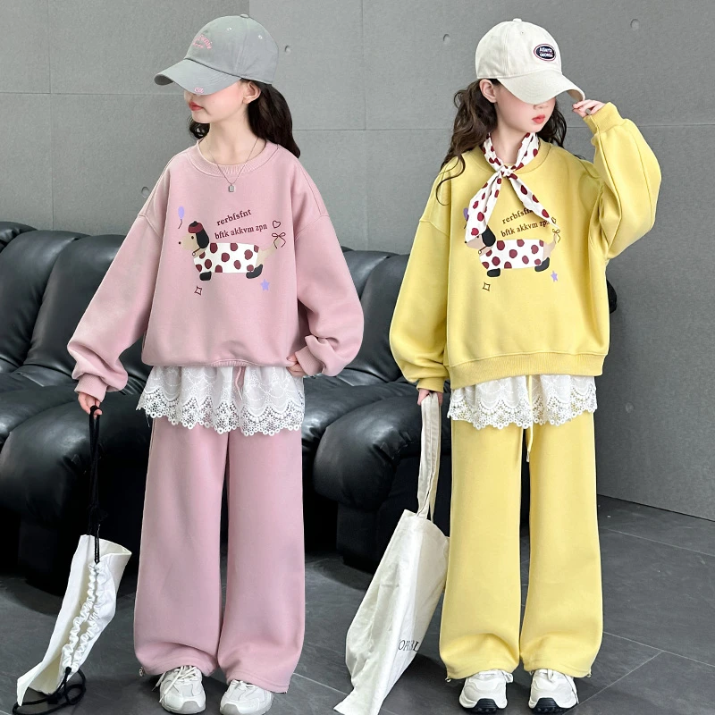 女童春装套装2025新款6-12岁潮款中大儿童洋气休闲运动两件套甜美