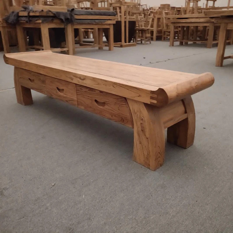 中式全实木电视柜 简约卧室客厅家具 老榆木影视柜CD柜储物电视柜