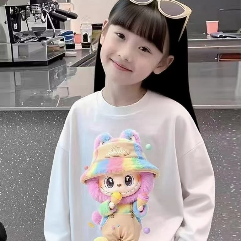 拉布布女童长袖打底衫春秋款儿童纯棉t恤中大童女孩秋装洋气上衣