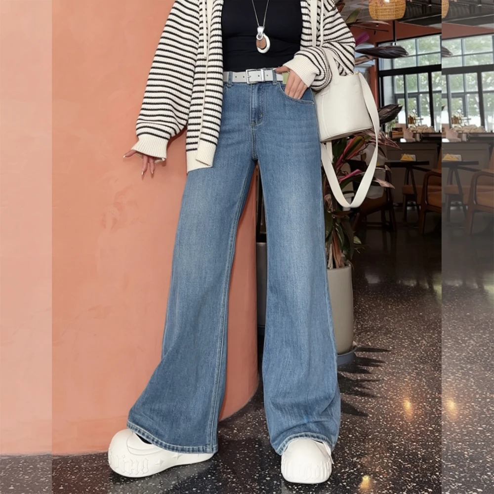 【秋上新】胖mm显瘦直筒牛仔喇叭裤休闲长裤200斤加大码女装_121_GN