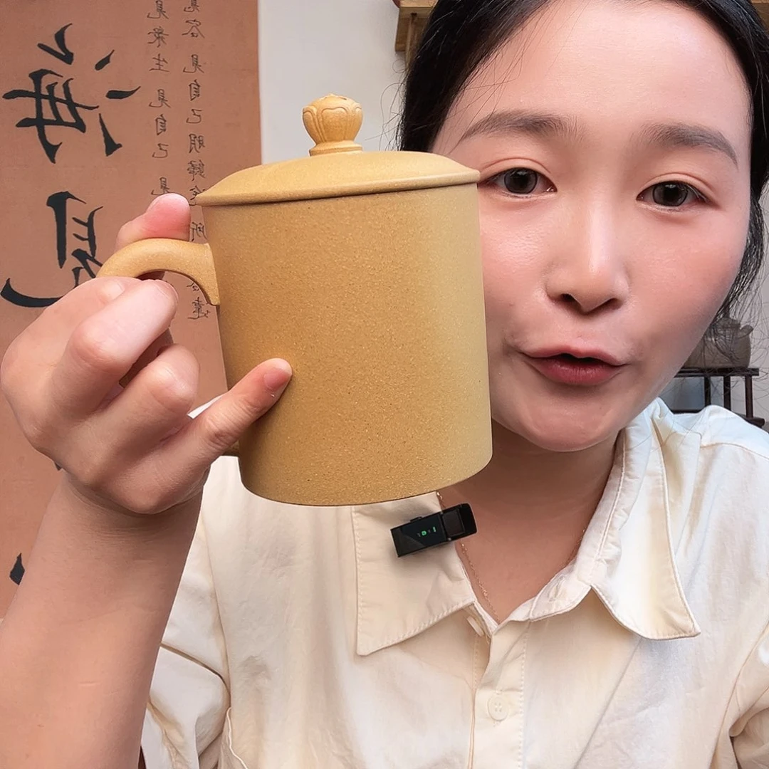 茶杯紫砂田*伟微瑕紫砂盖杯封釉黄段