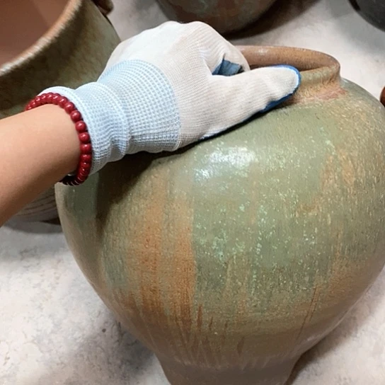 紫砂花盆口17高度31绿色