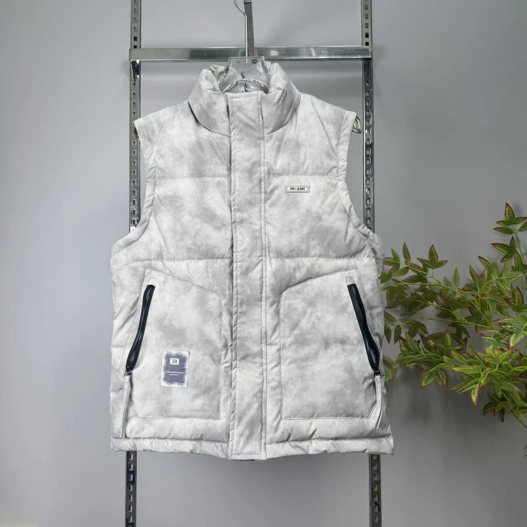 2025秋冬季男士脏脏灰棉马甲潮款保暖潮流青年扎染外套情侣款棉衣