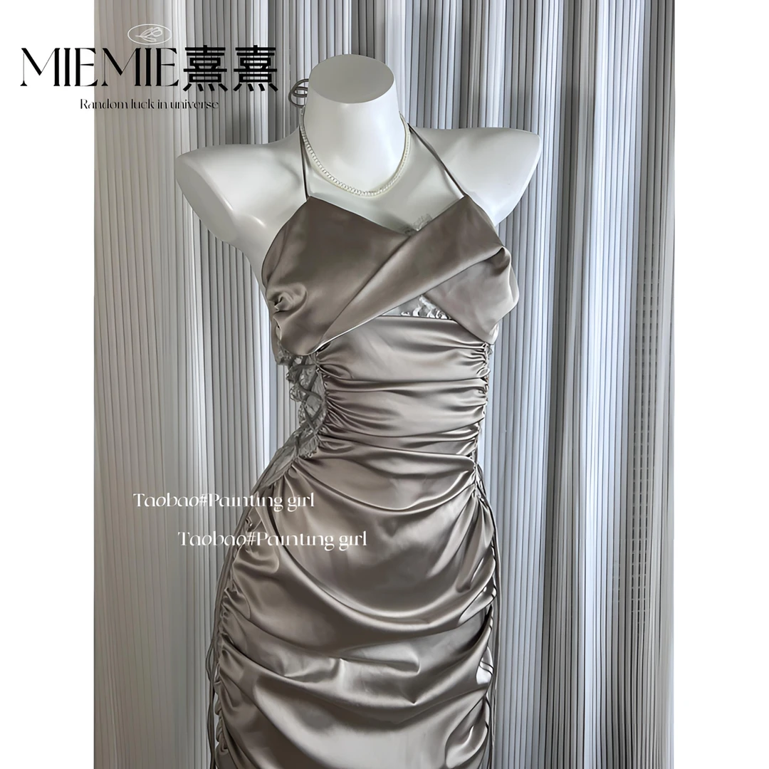 【MIEMIE熹熹】椰云奶盖！拼接抽绳睡衣纯欲风修身显瘦包臀睡裙