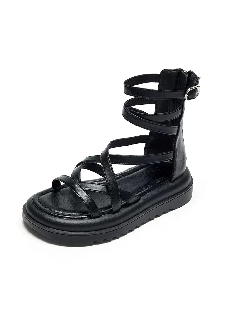 新款夏季1667设计感小众复古沙滩舒适松糕厚底罗马鞋