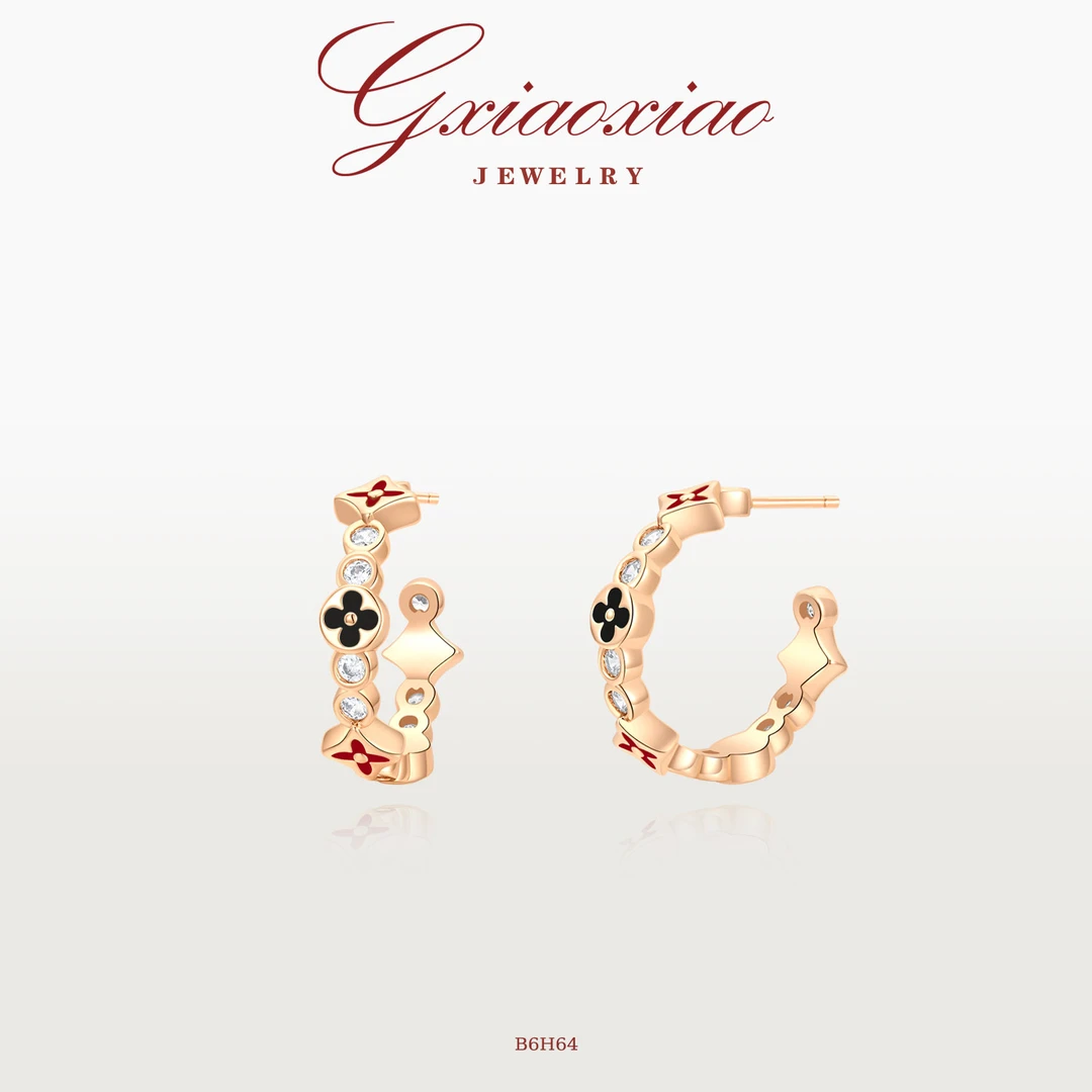 G XIAOXIAO 法式气质时尚高级百搭老花耳环 B6H64