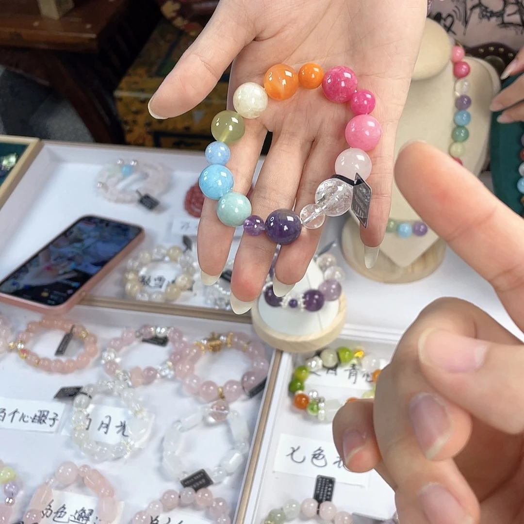 水晶手链银S925镀金镶嵌