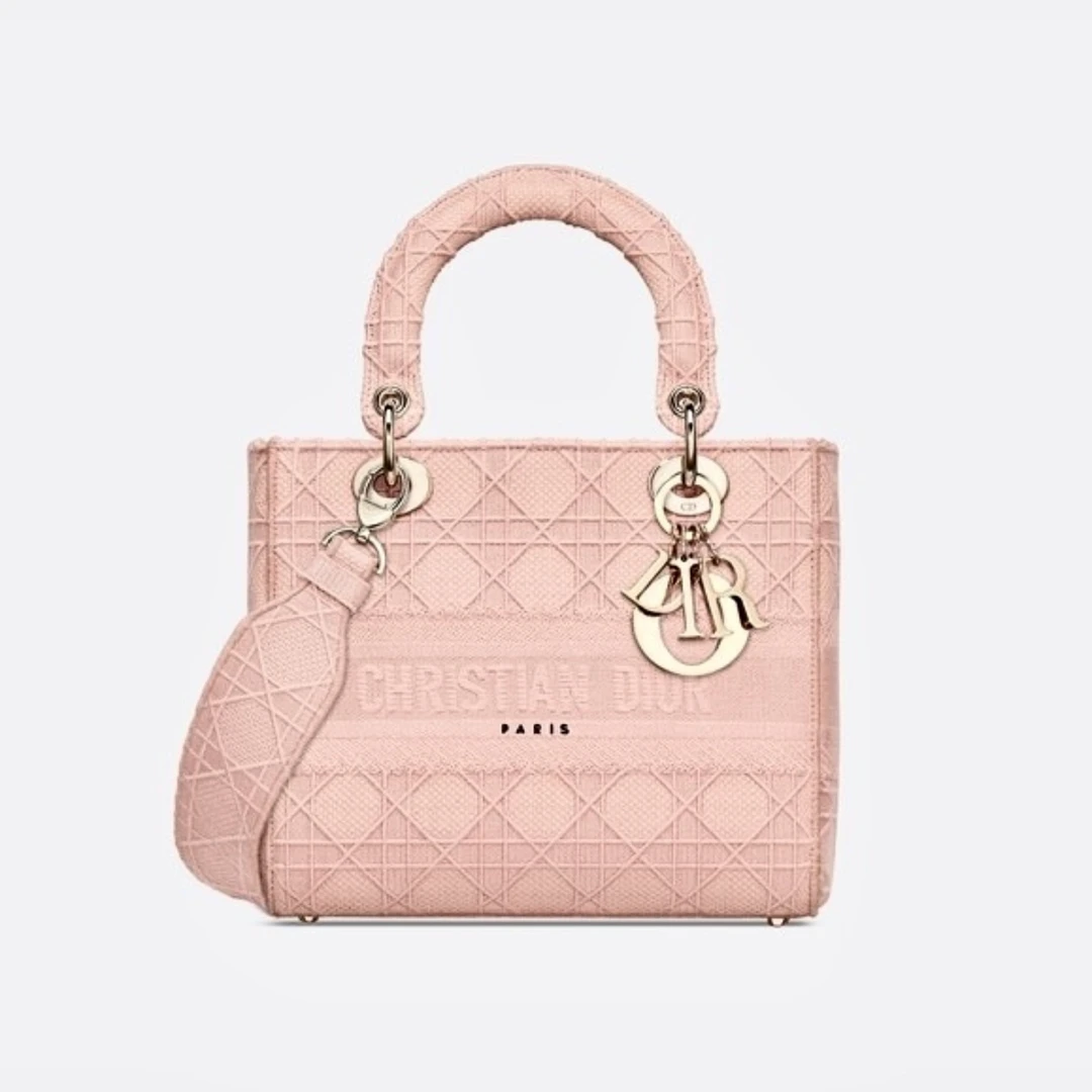 95新 DIOR/迪奥 迪奥粉色五格戴妃限定手提单肩包 95133
