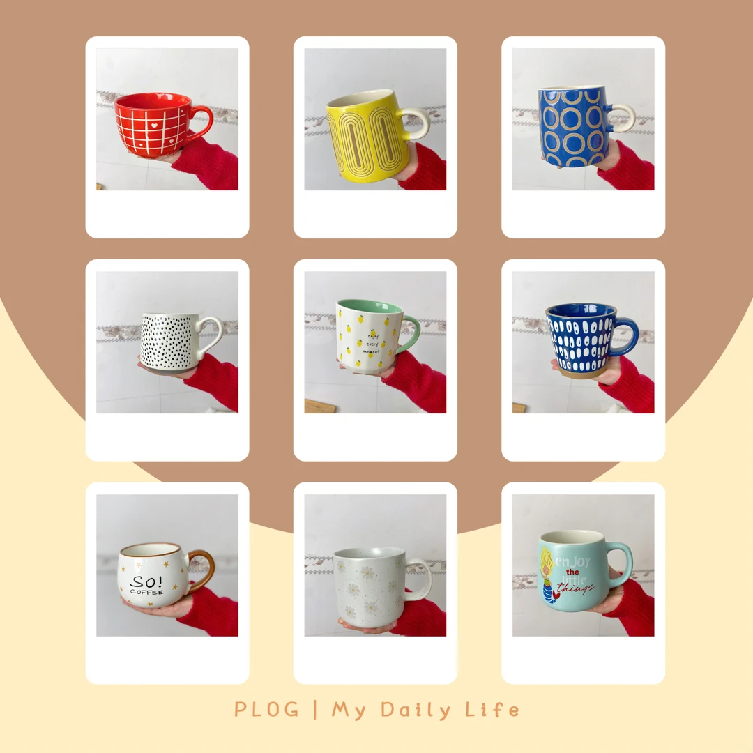 微瑕复古陶瓷简约马克杯手绘水杯大容量早餐杯