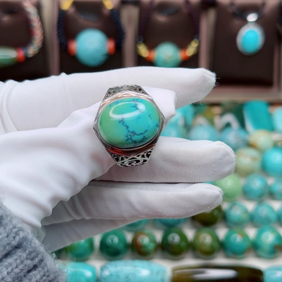 小***丑绿松石银S925镶嵌原矿