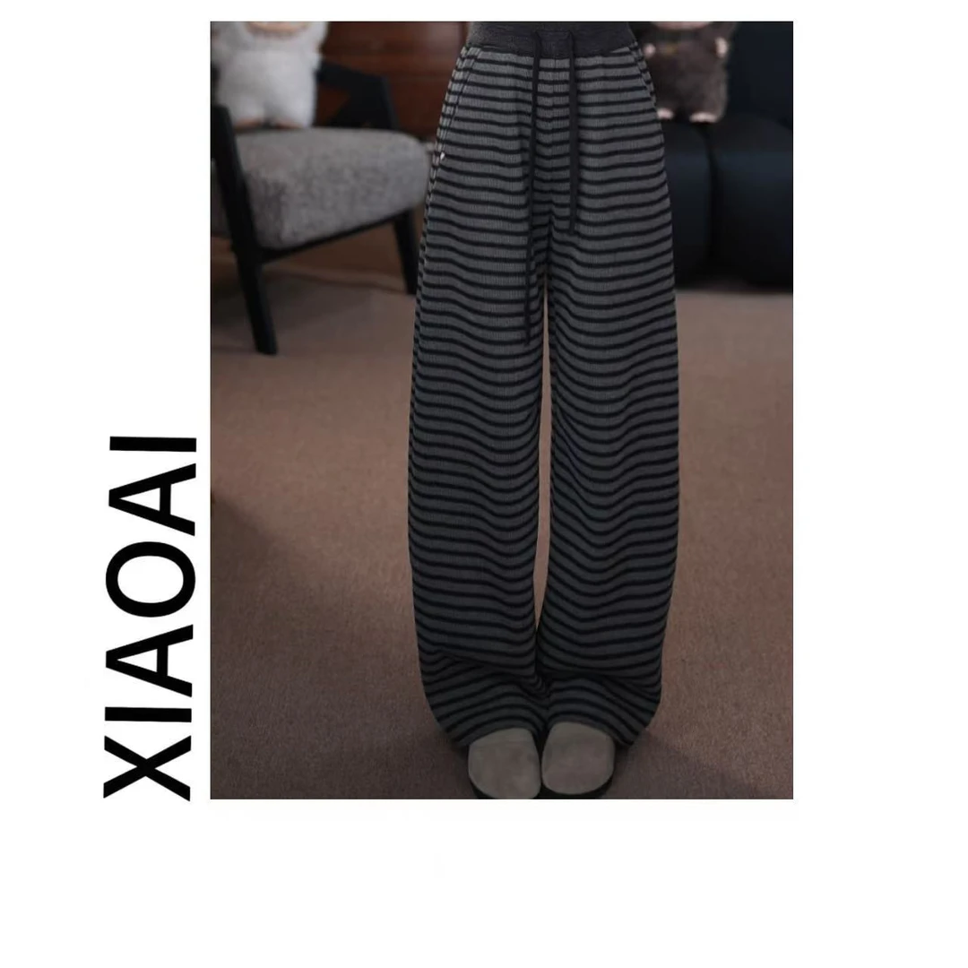 XIAOAI  加厚加绒款条纹休闲裤2025秋冬季BN25811
