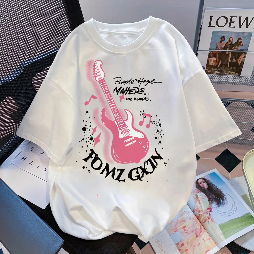 潮牌印花短袖吉他通勤韩版常规款夏季宽松男女款小众T恤上衣半袖T