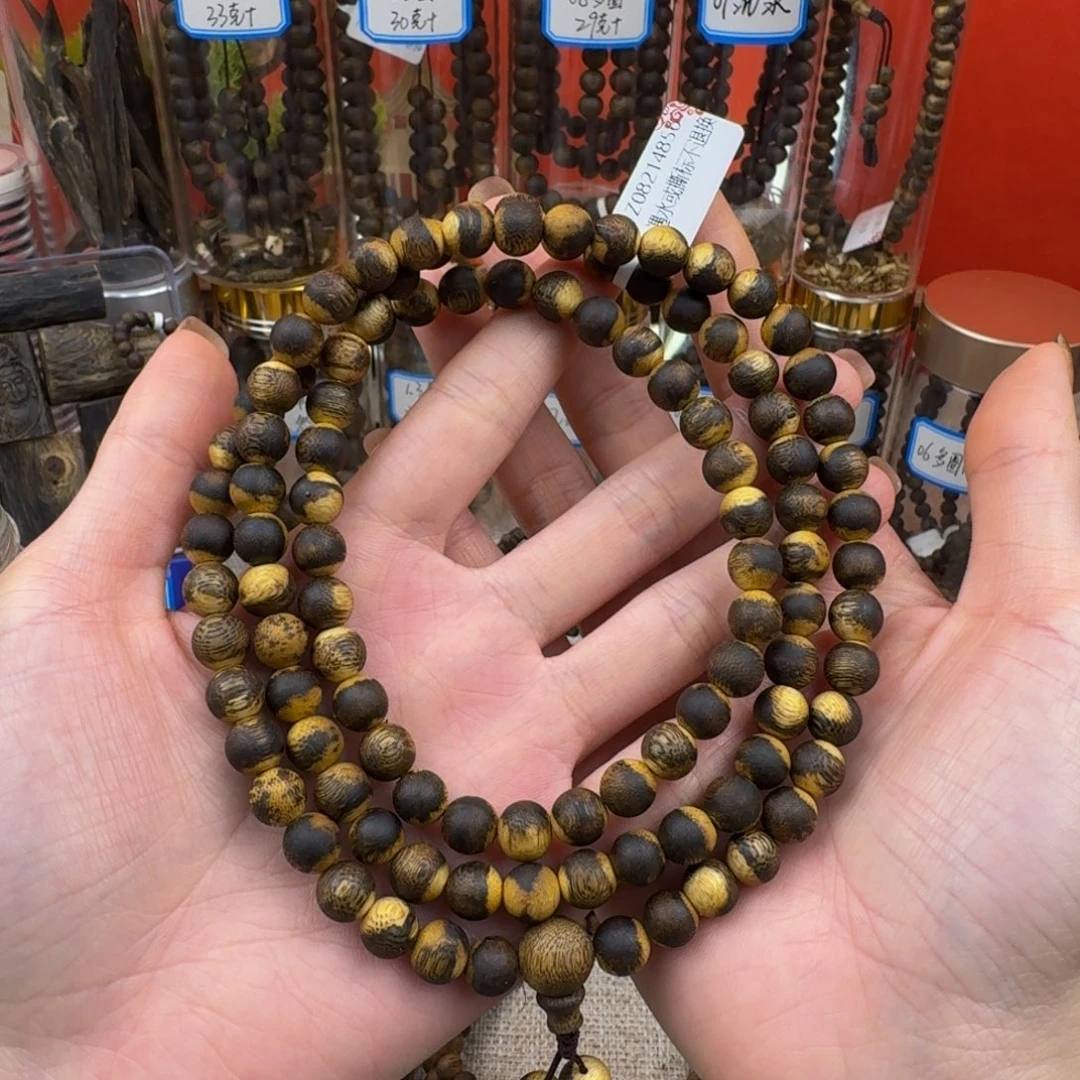 沉香手串拾*哥08 多圈海南老料虎斑纹
