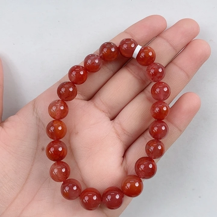 南红玛瑙未镶嵌瓦西牛血玫红圆珠单圈10mm