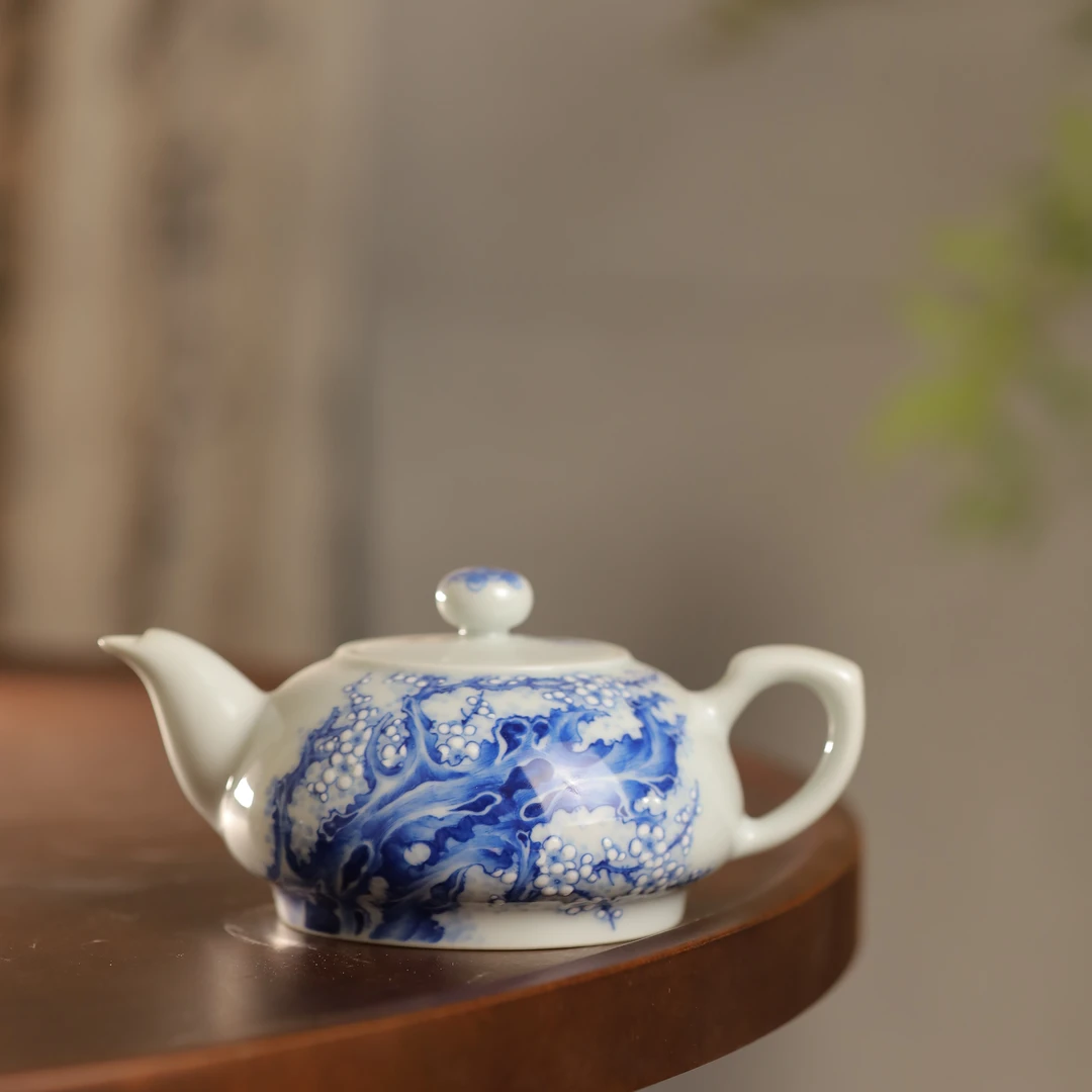 小桥窑小桥窑青花来钟珍藏老树梅桩文人壶