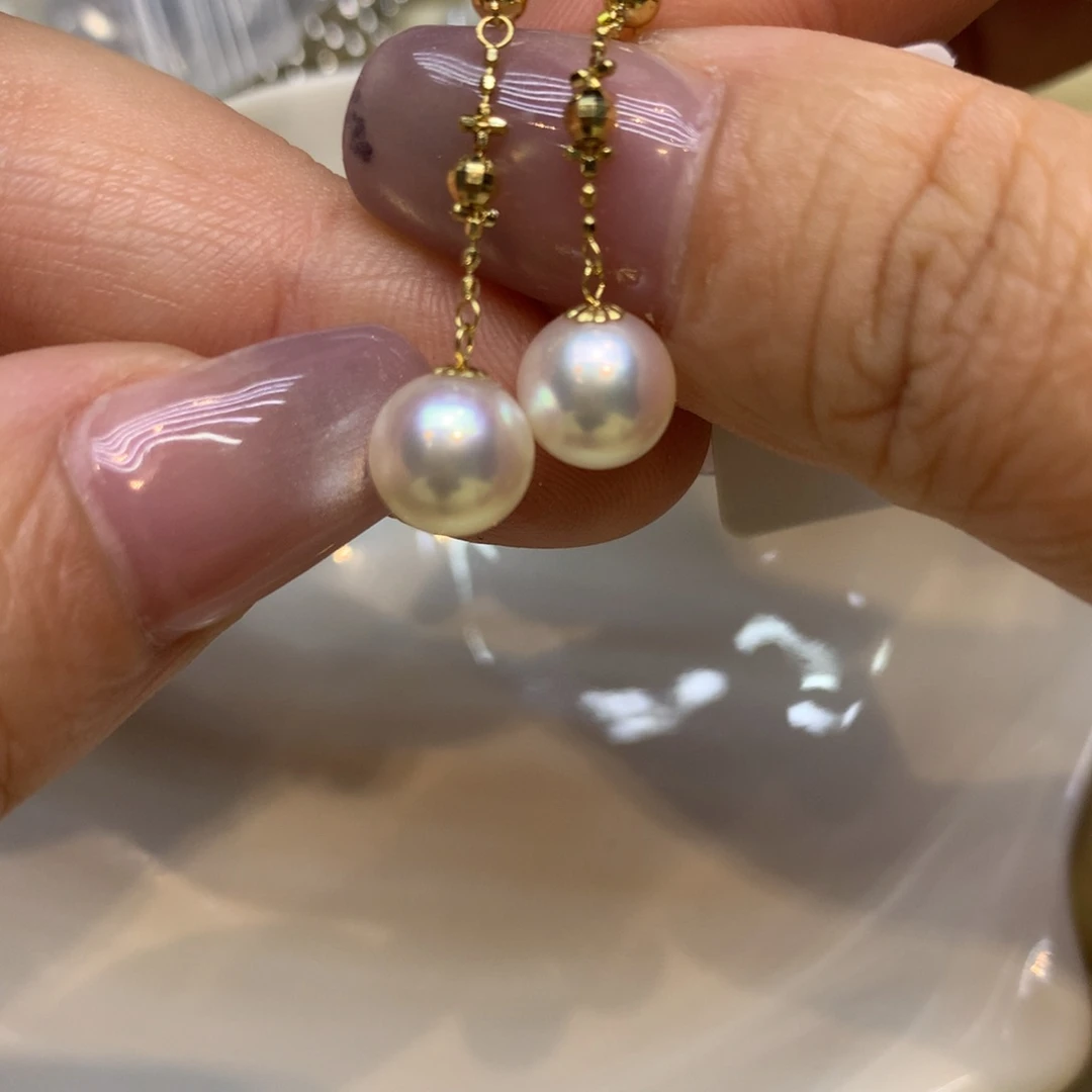 18K金镶嵌耳饰海水珍珠