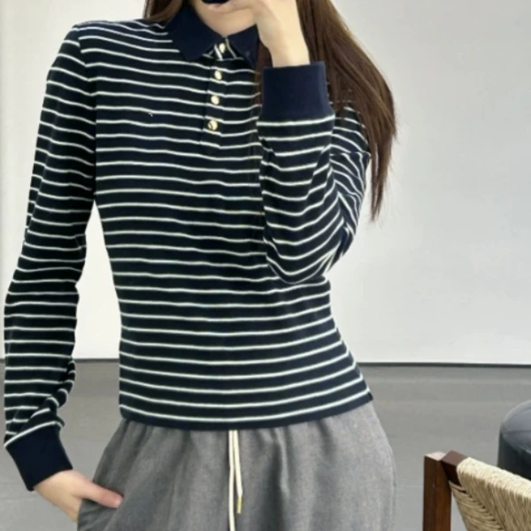 New Merry2025新款新色条纹针织长袖潮流百时尚女