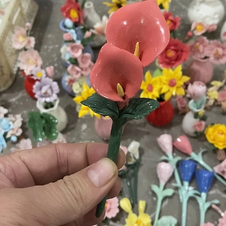 瓷片纯手工陶瓷花摆件