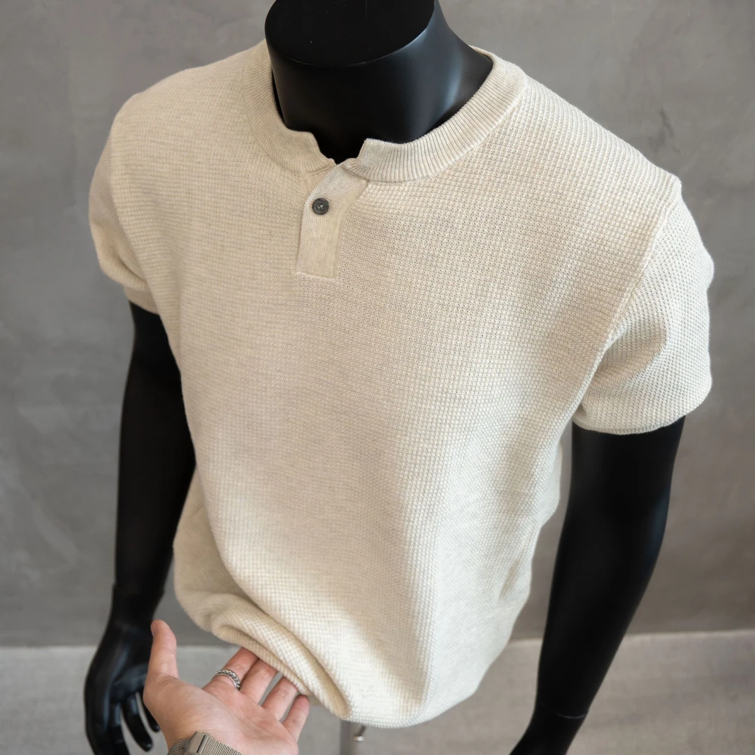 裤衣派2【E77090"亨利硬汉"纽扣修身弹力亨利领t恤】休闲高级感男装