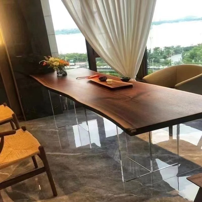 【源氐爆款】亚克力悬浮茶桌家用简约餐桌书桌原木工作台办公桌大板