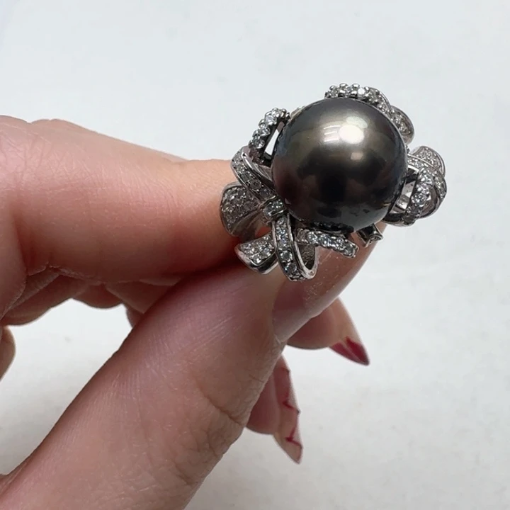 海水珍珠戒指银S925镶嵌