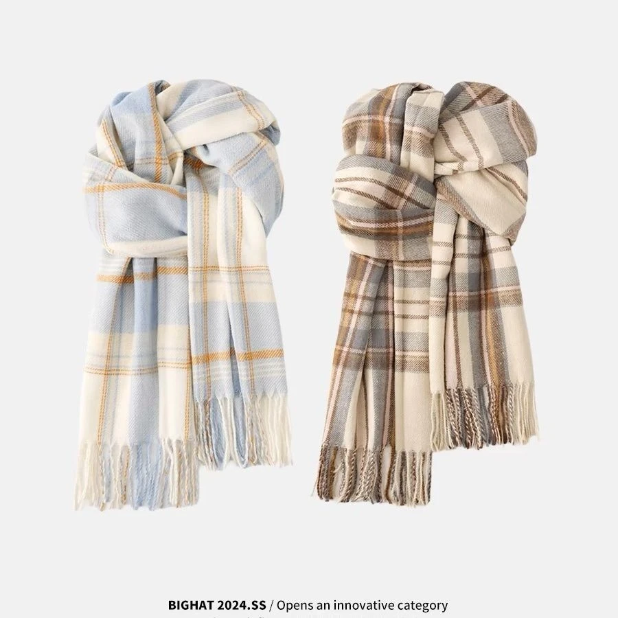 氛围感格子围巾女冬季2025新款韩版百搭学生可爱情侣jk保暖GGL