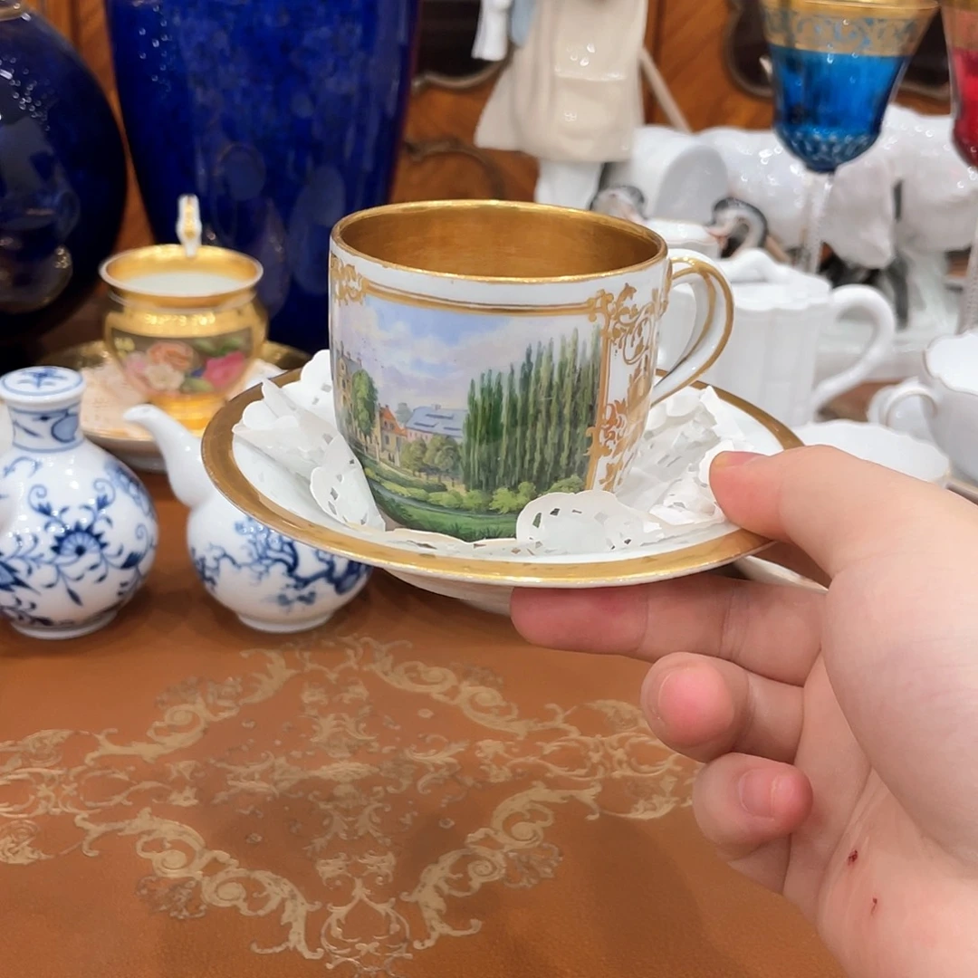 摆件中古一等风景咖啡杯