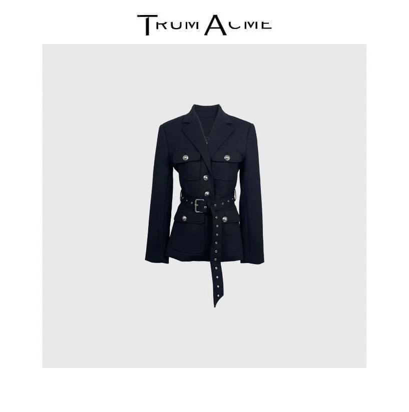 TrumAcme~2025秋季新款风衣外套短外套系带款时尚百搭通勤黑色