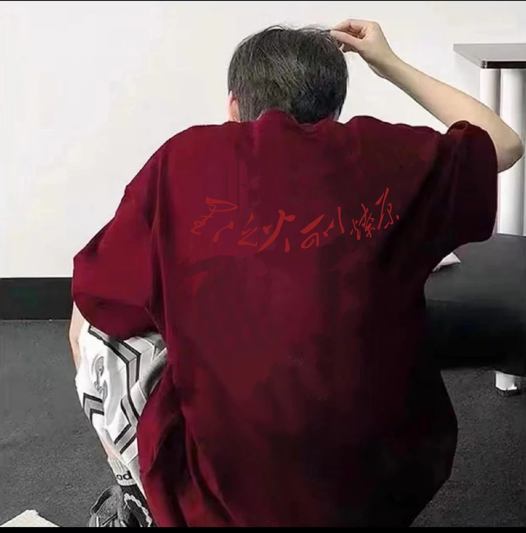 100%纯棉重磅男女短袖美式港风夏季印花国潮宽松男女潮流半袖上衣