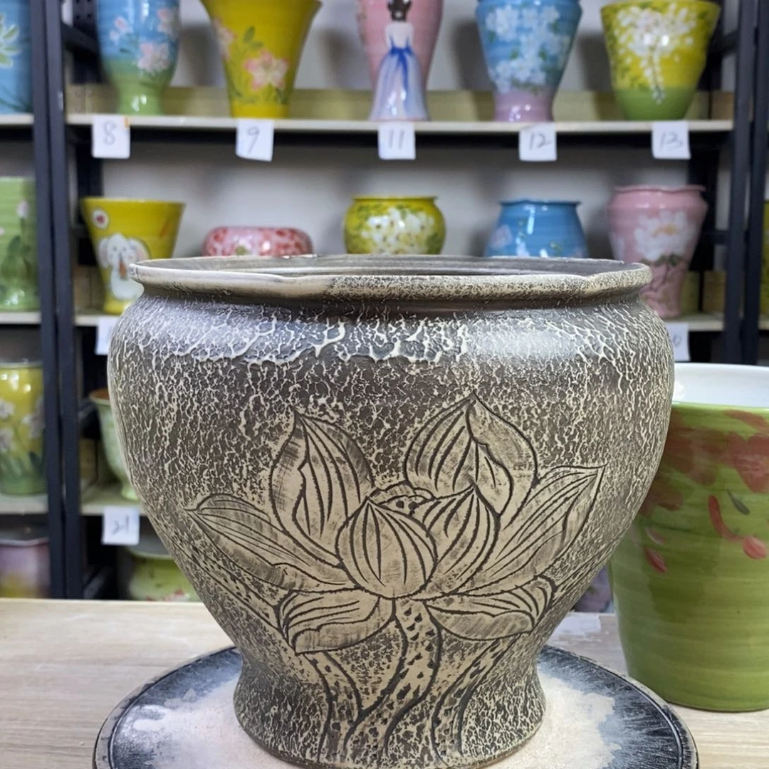 景德镇手工手绘陶瓷花盆