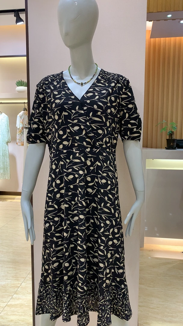 慕歌MUGE/夏季新款短袖收腰显瘦气质减龄女装连衣裙 623059