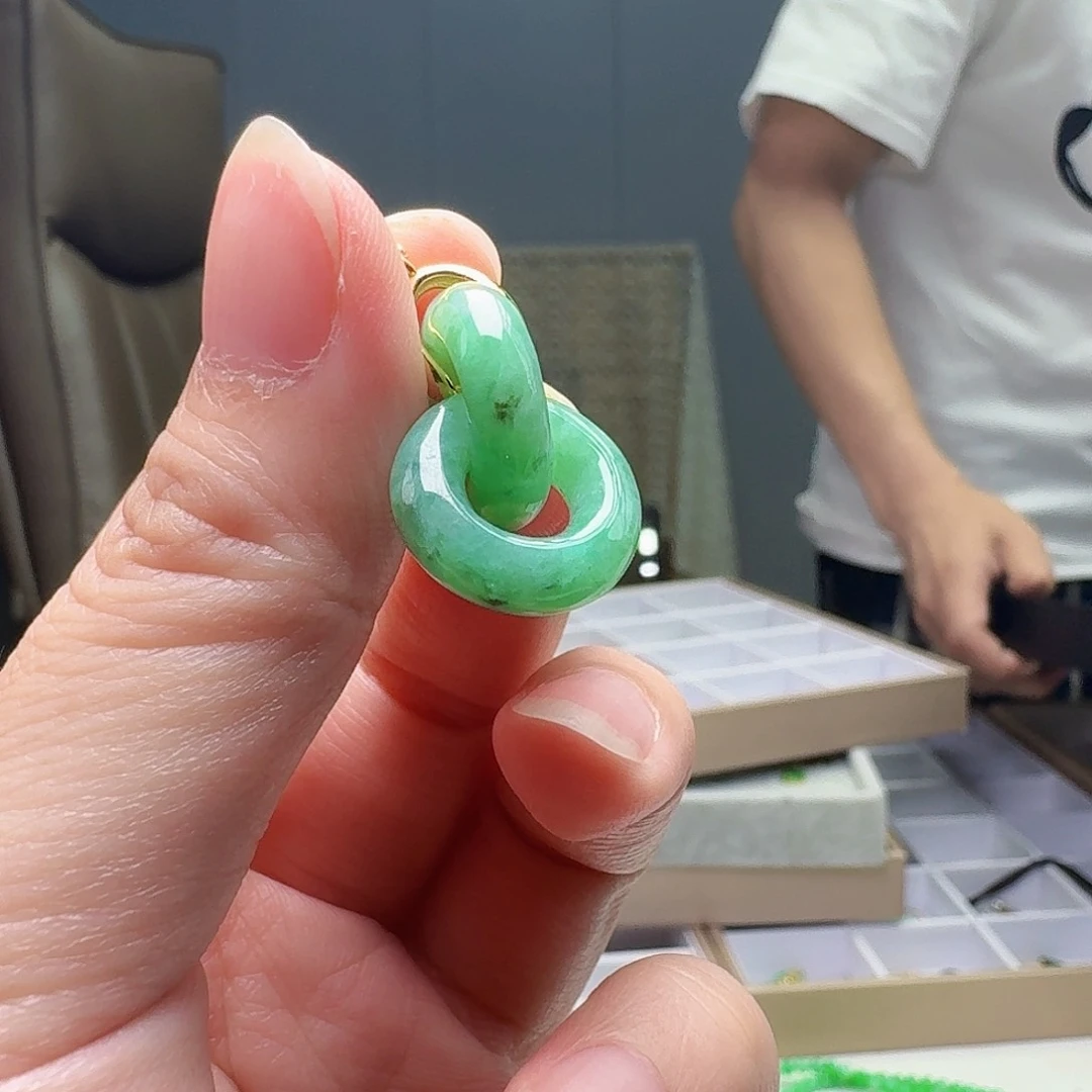 翡翠银S925镶嵌吊坠(不含链)天然