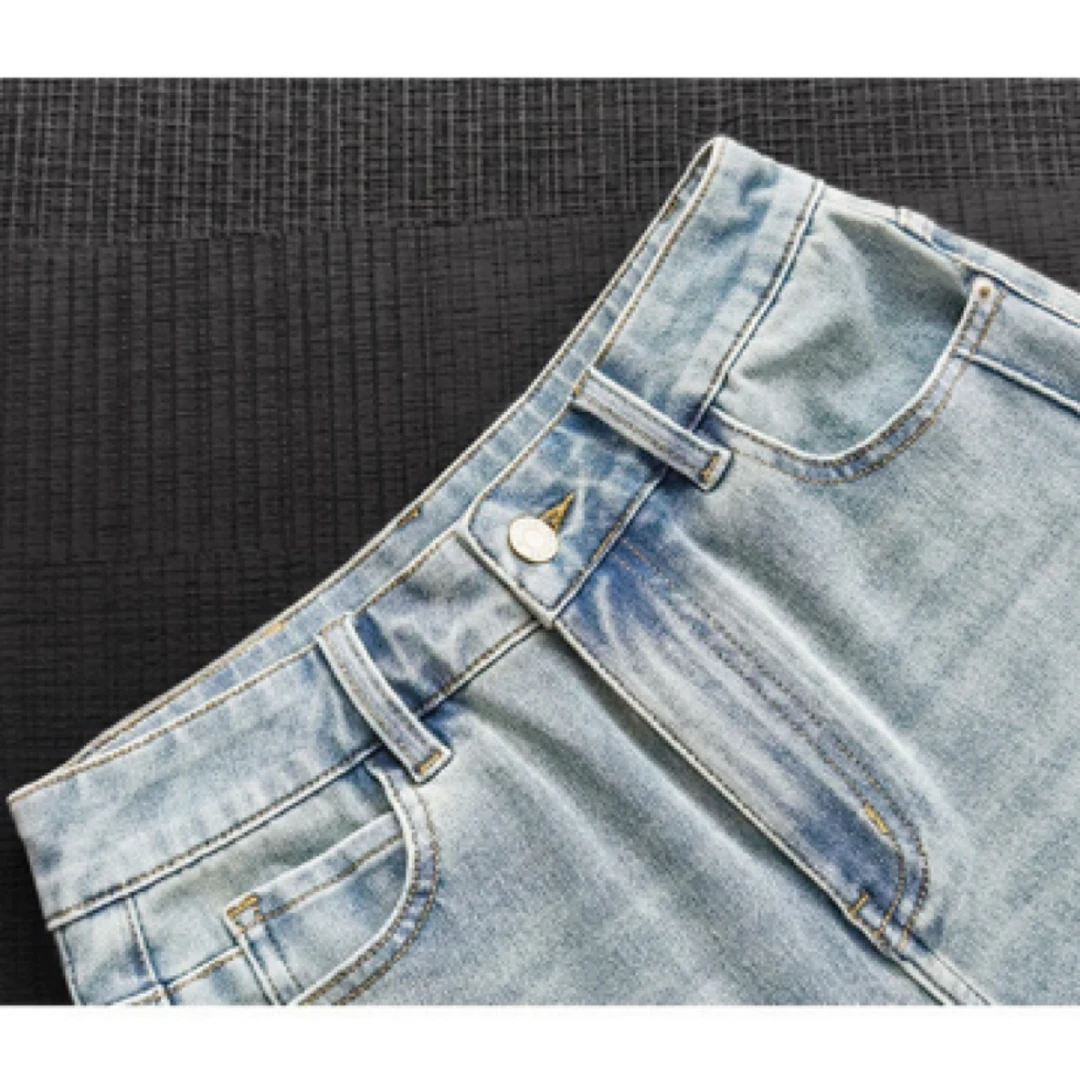 现货 T台牛仔裤 丹宁360°弹力修身八九分烟管裤【大50】U