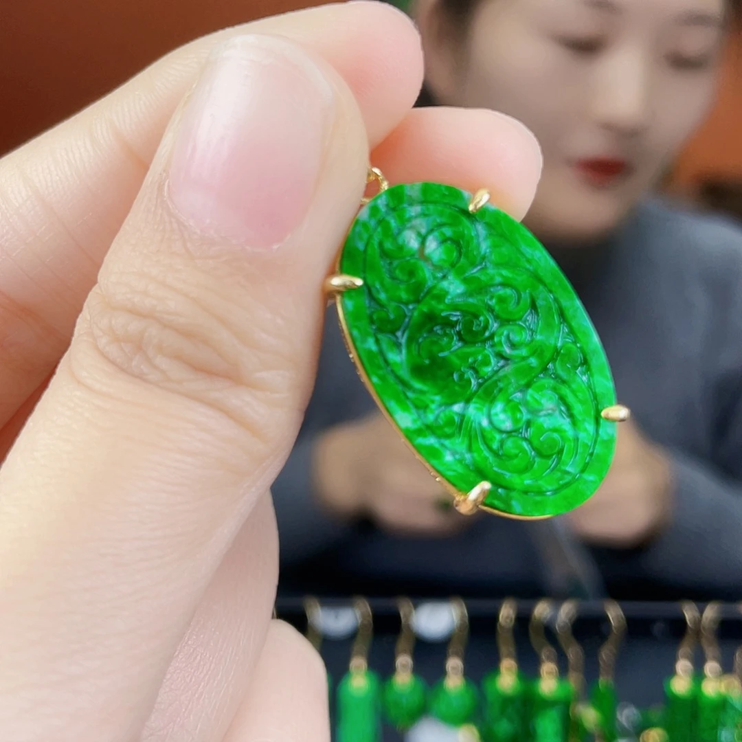 翡翠银S925镶嵌耳饰