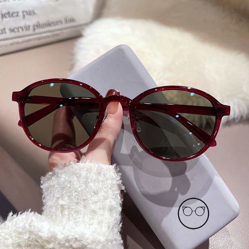 2025新款复古圆形红色墨镜女款街拍潮流红色太阳镜韩版网红款眼镜