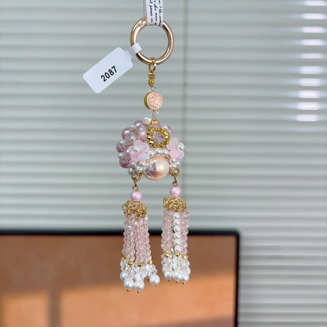 2087-刀马旦粉流苏挂件钥匙扣国风手机链