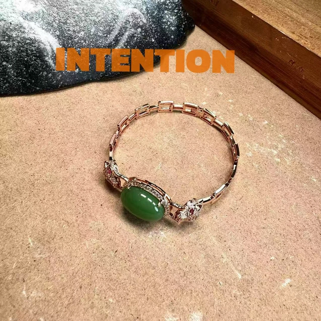 手链 G正品INTENTION 新中式阳绿玫瑰金色手链AE504
