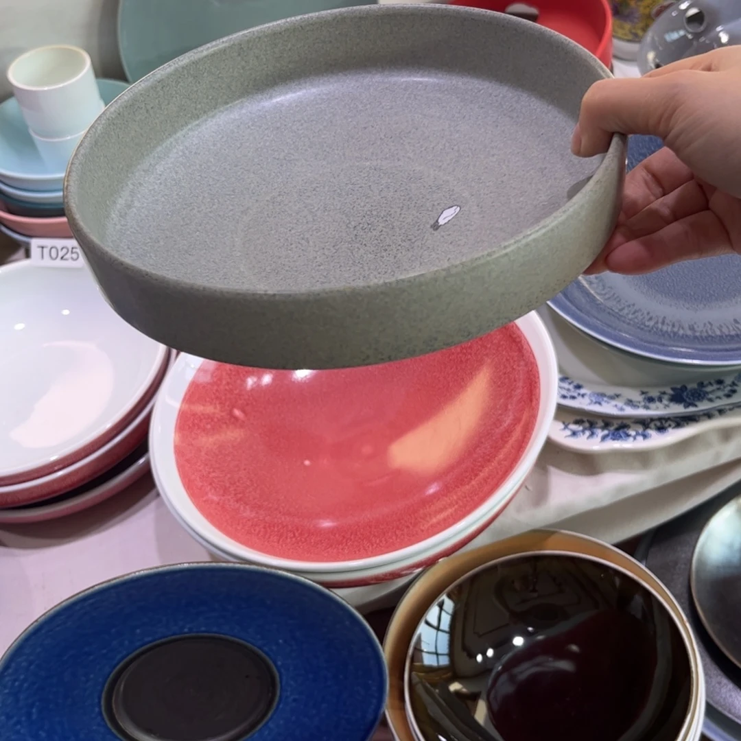 瓷景德镇粗陶复古盘碗微瑕