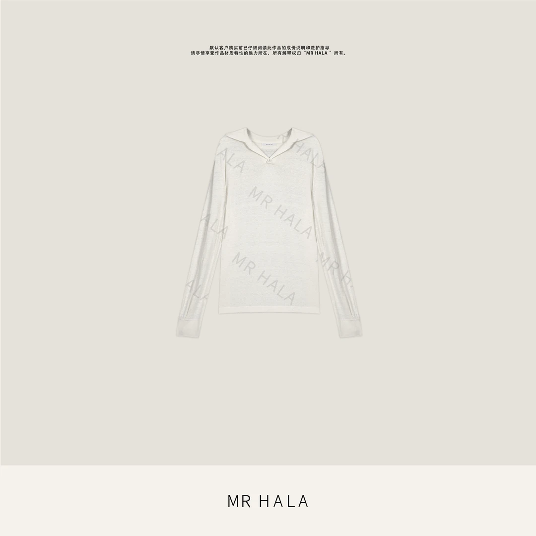 MRHALA 曙庭肌理真丝针织翻领长袖螺扣上衣女LM52052