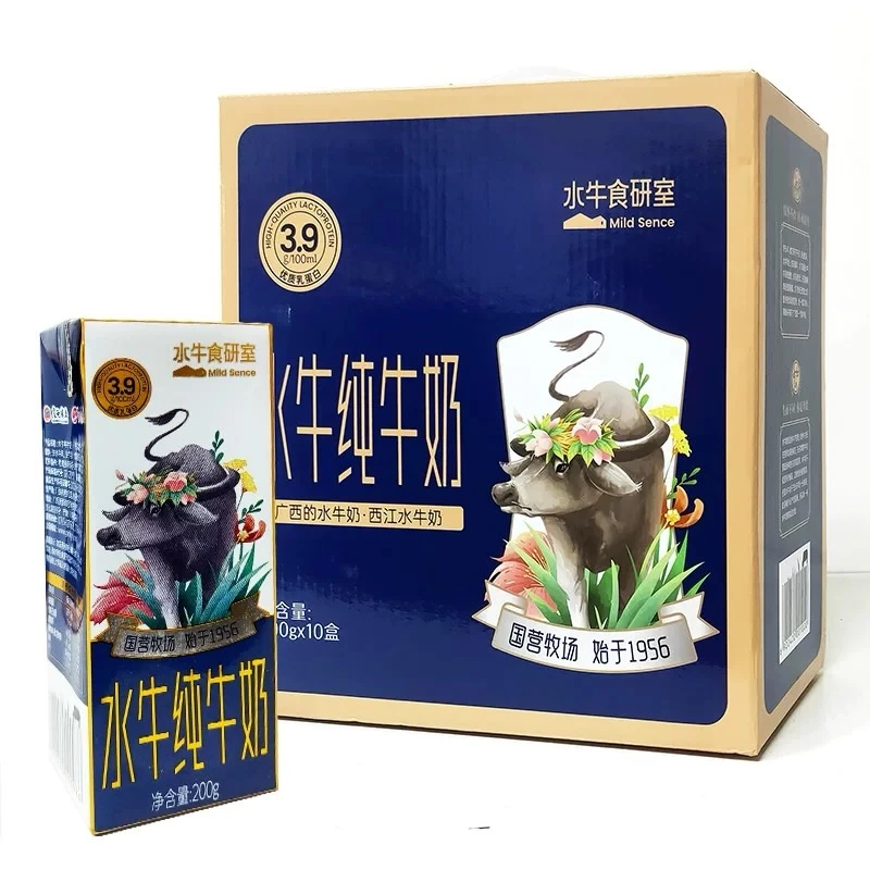 农垦西江乳业水牛食研室水牛纯牛奶3.9g乳蛋白常温200g*10盒