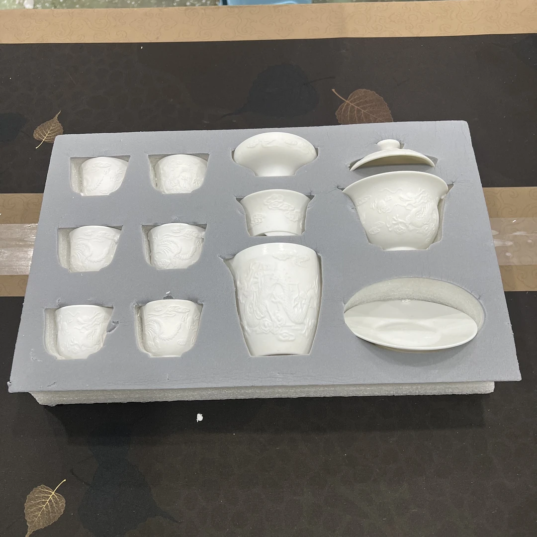 羊脂玉瓷龙凤素烧茶具套装全瓷过滤轻奢简约无礼盒安全包装