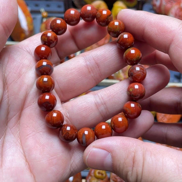 玛瑙/玉髓战国红手链未镶嵌清*