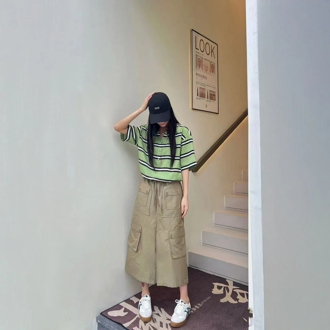 【现货】M/Q多口袋工装裙2025夏款工装风松紧腰半身裙