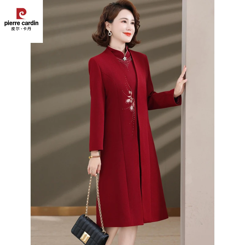 皮尔卡丹婚礼妈妈礼服高贵2025新款两件套连衣裙中老年女喜婆婆婚