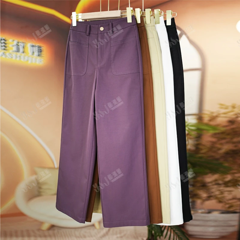 夏季高腰窄版直筒女九分裤显瘦垂感休闲休闲裤宽松显瘦百搭透气
