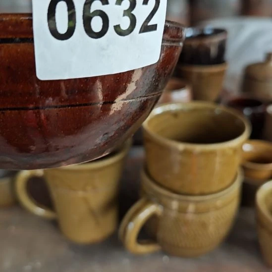 @***生瓷片0632，侧把碗手工柴火烧