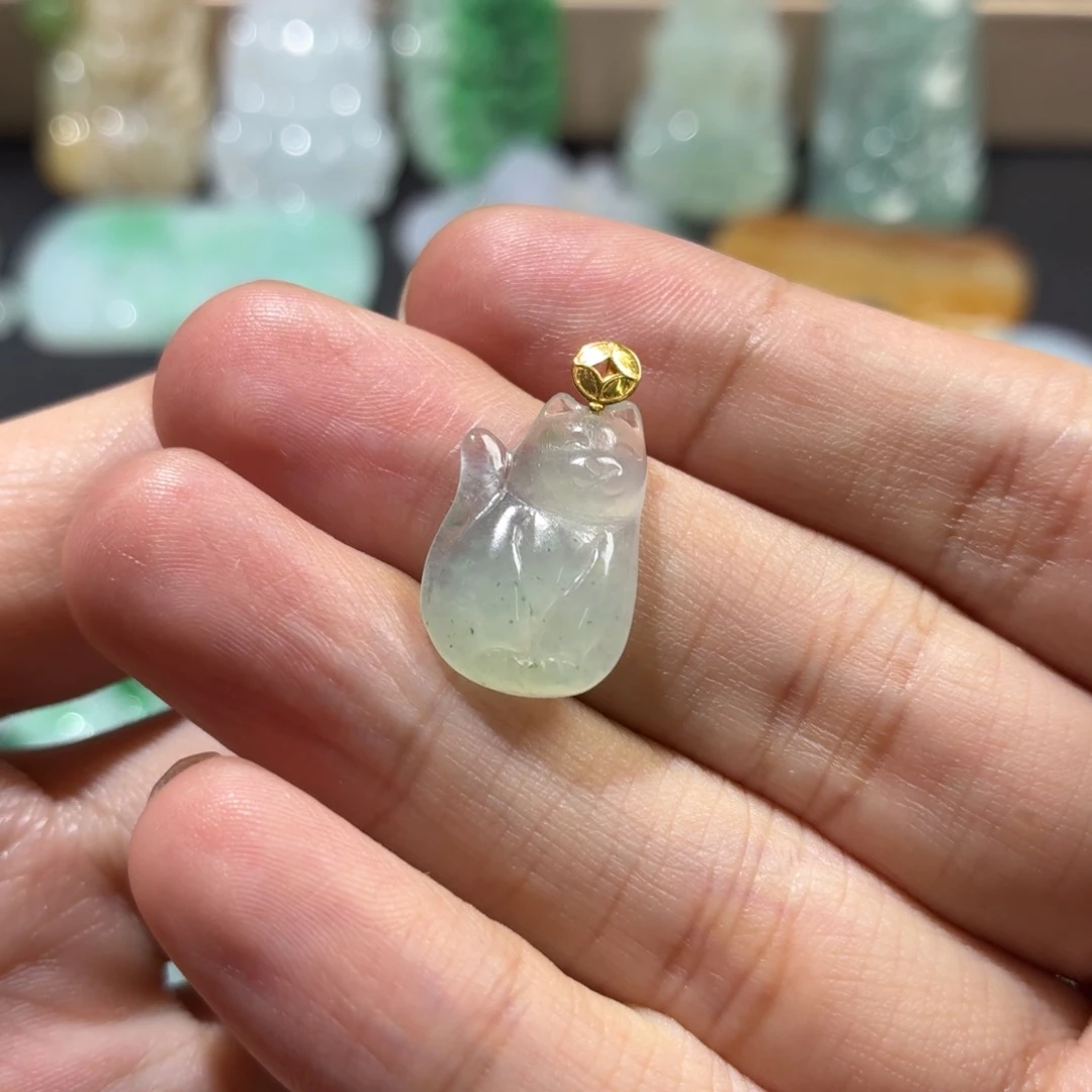 s***️翡翠18K金镶嵌吊坠(不含链)