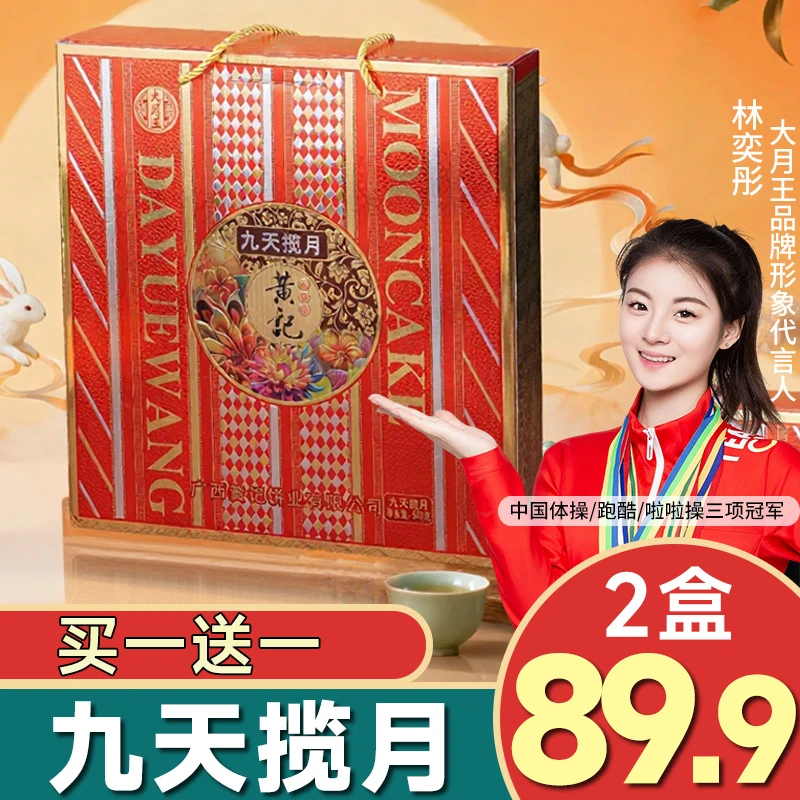 【买一送一】九天揽月黄记礼盒900克五仁叉烧蛋黄莲蓉白莲蓉9饼3味