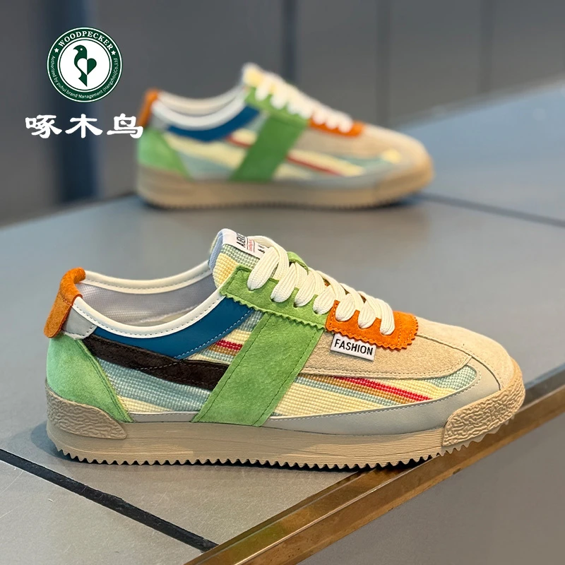 啄木鸟新款男鞋休闲阿甘运动潮鞋韩版拼色网红时尚增高男鞋开车鞋